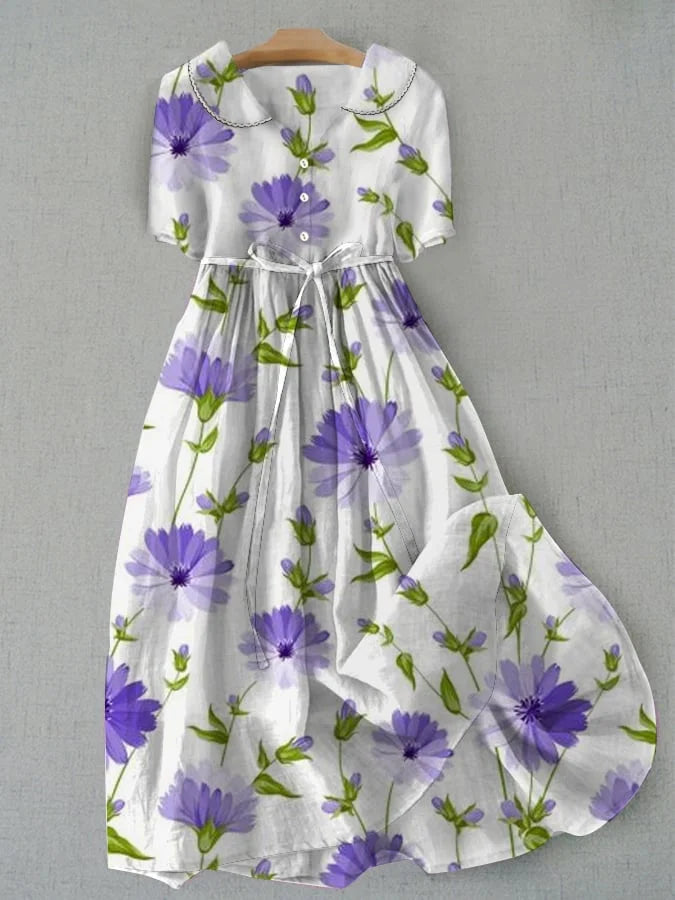 Abito da donna - Eleganza floreale vintage estiva con vestibilità regolabile