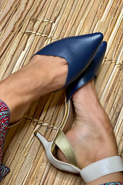 SLINGBACK BICOLORE CON TACCO ELEGANTE