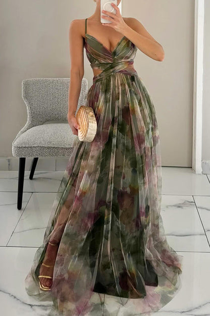 Eléna - Abito Lungo Elegante e Floreale