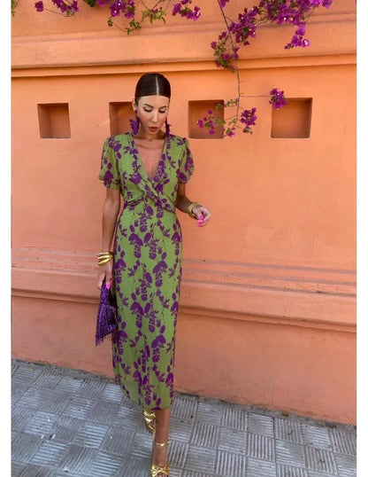 Vela - Vestito midi da donna con stampa attorcigliata