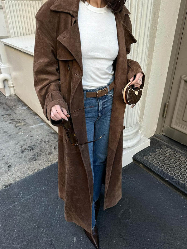 Olivia - Cappotto Trench Classico in Camoscio