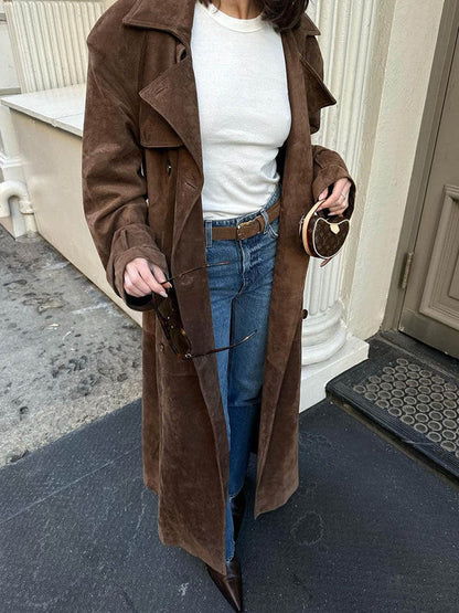 Olivia - Cappotto Trench Classico in Camoscio