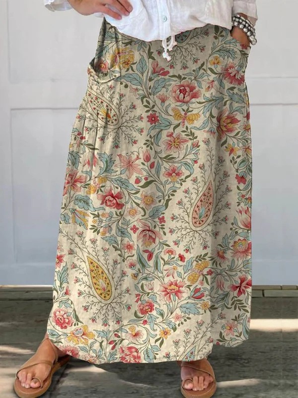 Nilva™ | Gonna con Tasche, Stampa Floreale Vintage