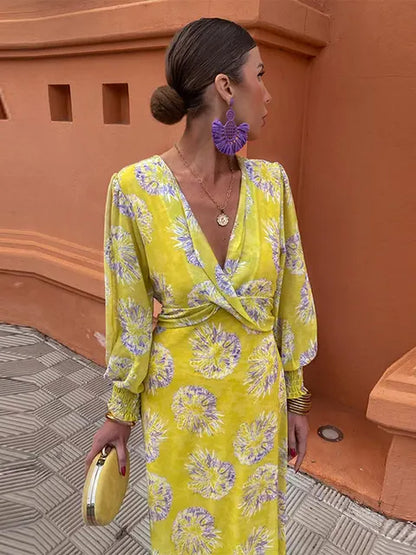 Vela - Vestito midi da donna con stampa attorcigliata